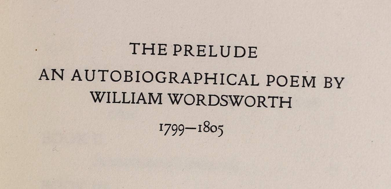 Doves Press, London - Wordsworth, William - The Prelude: An Autobiographical Poem, one of 155, printed in red and black letter, 8vo, original full, limp vellum, spine gilt-lettered, London, 1915